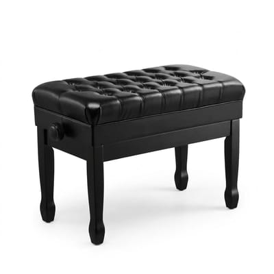 NordHaus Zwarte Pianobank - Piano Kruk - Duobank voor Pianogebruik - Opbergvak met Gewatteerd Kussen - Type B 75 cm