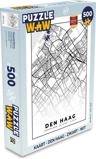 Puzzel Kaart - Den Haag - Zwart - Wit - Legpuzzel - Puzzel 500 stukjes