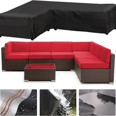 Famanu – Tuinmeubelhoes - voor L-vormige hoekbanken (links kort-rechts lang) - afdekzeil - met waterdichte naden - waterdichte loungeafdekking - loungemeubelhoes - 222 x 286 x 87 cm