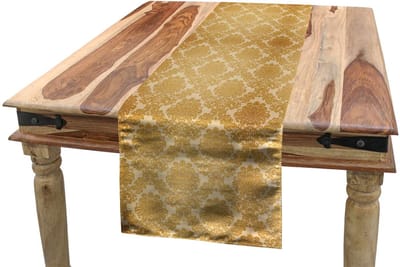 ABAKUHAUS damast tafelloper – bloemenontwerp – 40x180 cm – amber