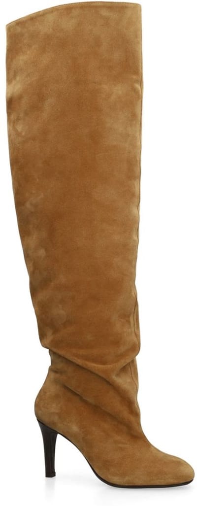 Sacha - Dames - Beige suède hoge laarzen met hak - Maat 40