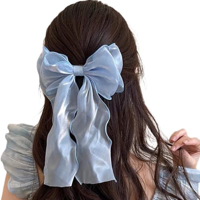 Haarstrik voor dames, haarclip met grote strik, Franse haarstrik, clip voor vrouwen en meisjes, blauw