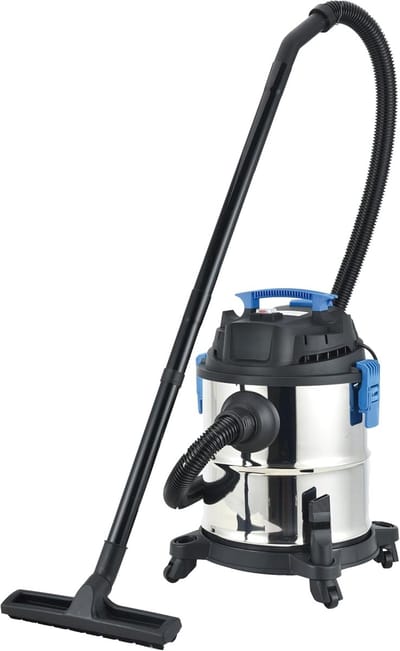 3 in 1 stofzuiger - vloeistof, as en stof - Vermogen 1200 W - Ventilatorfunctie - 15 liter - Nat- en droogzuiger met wielen - Voor gestoffeerde meubels - auto - vloer en buitenruimte