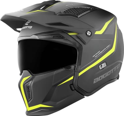 Bogotto Radic WN-ST 22.06 Zwart Geel Jethelm - Helm