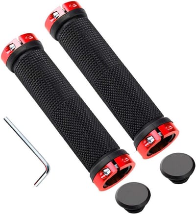 Ergonomische Fietsstuur Handvatten Set - Antislip Rubber & Dubbel Lock-on Systeem voor Mountainbike en Racefiets (Rood)