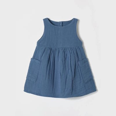 Kinderjurk OrganicEra Mouwloos babyjurkje van biologisch mousseline met zak