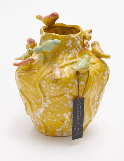 Vaas - Villa Pottery - Decoratie - Woondecoratie - Vogelvaas - Porselein - Waterdicht - Lieve 2_2 Yellow 12 Birds