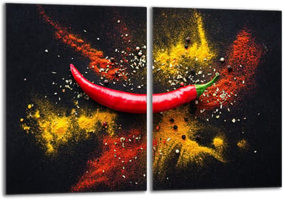 TMK ArtDeko Serie - Beschermplaat voor Kookplaat - Chilli - 2x40x52cm