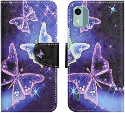 Coverup Hoesje - Geschikt voor Nokia C12 Hoesje - Coverup Book Case - Vlinders
