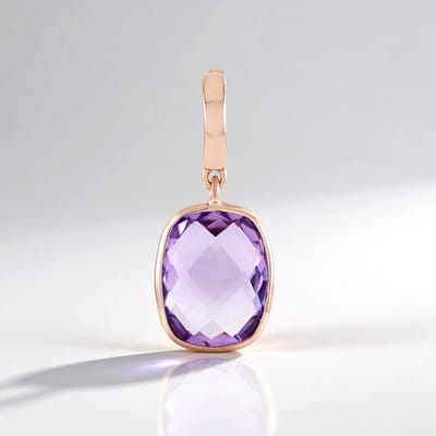 Cavill - Zilveren hanger met lavendel amethist 2,925 ct - 925 sterlingzilver roségoudverguld - Antiek schaakbordslijpsel - Stijlvolle damessieraden