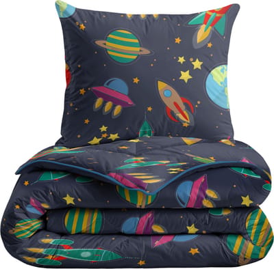 Zelesta Comfort Kids Space Dream 140x200 - Kinderdekbedovertrek - 30 dagen proefslapen - Wasbaar hoesloos kinderdekbed - Bedrukt kinderdekbed - All Year Winterdekbed & Zomerdekbed