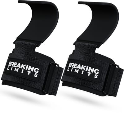 Breaking Limits Lifting Hooks – Lifting Straps – Power Grips - Deadlift Straps - Lift Straps – Lifting Grips - Fitness, Crossfit & Krachttraining - 2 Stuks - Zwart