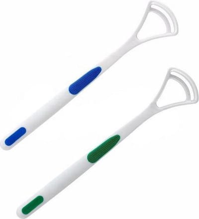 Tongschraper Set - Tong Reiniger - Frisse Adem - Zachte Rubberen Nopjes - 2 Stuks - Blauw