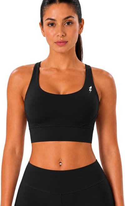 SparkNine Elevate sport-bh - XL - zwart - gekruiste rug - push-up effect - stevige ondersteuning - met uitneembare pads