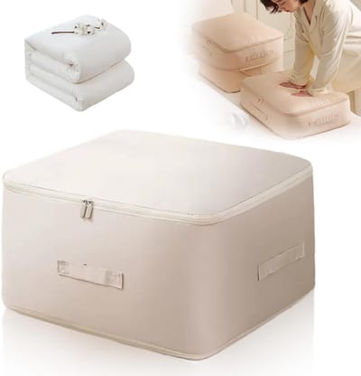 Ruimtebesparende Organizer - Compressie Tas - Opbergen Seizoensartikelen - Zelfcompressie Technologie - 52x42x30cm - Beige