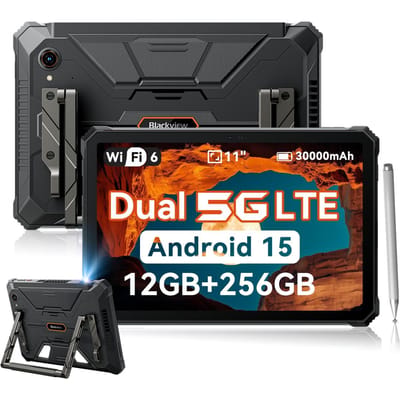 Blackview Active 12 Pro 5G Outdoor Tablet - 11 inch - 36 GB + 256 GB 30000 mAh 120 W snel opladen IP68 waterdicht 108 MP + 50 MP Dual SIM - Zwart