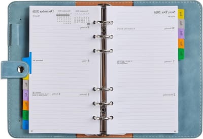 Vulbare Kalender 2026/2027, Persoonlijke A6 Weekplanner met Tabs, Compacte Agenda voor School en Werk, Ringband en PU Softcover