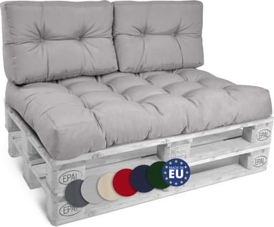 Beautissu Style – Palletkussen Set – 1x Zitkussen 120x80 cm & 2x Rugkussen 60x40 cm – Licht Grijs