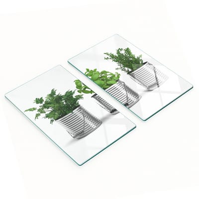 Stijlvolle en duurzame glazen borden met print van aromatische planten, 2x30x52 cm