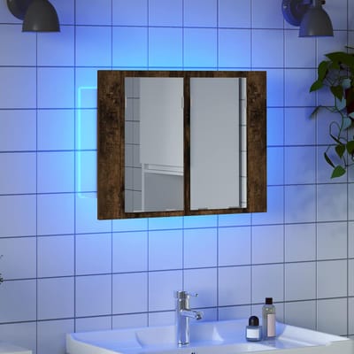 vidaXL - Spiegelkast - LED - 60x12x45 - cm - bewerkt - hout - gerookt - eikenkleurig