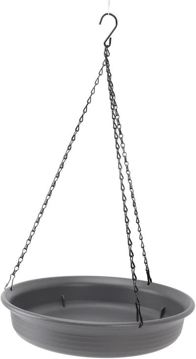 Hanging Bird Feeder met Haak - Metalen Ketting - Plastic Bad - Voederkom - Ronde Tray - Voeders voor Buiten - Parasolvormige Wilde Bad - Hummingbird Buiten