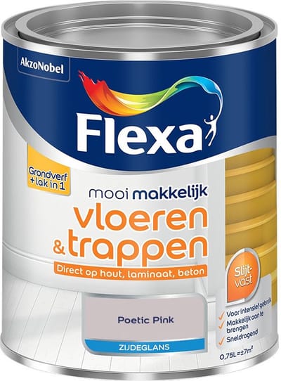 Flexa - Mooi Makkelijk Vloeren & Trappen Zijdeglans - Poetic Pink - Mengverf - 750 Ml