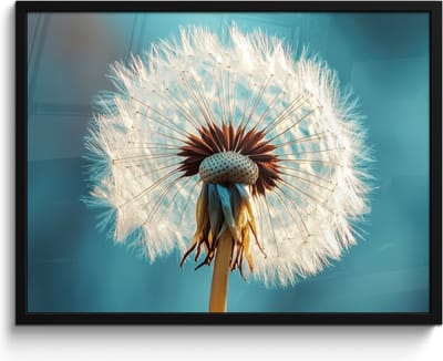 Poster in lijst - Fotolijst 80x60 cm - Posters - Paardenbloem - Natuur - Bloemen - Blauw - Posterlijst zwart - Decoratie - Wanddecoratie woonkamer - Muurdecoratie slaapkamer