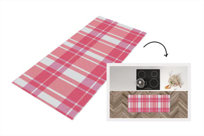 Keukenloper - Loper keuken - Plaid - Roze - Patronen - 120x50 cm - Keukenloper vinyl