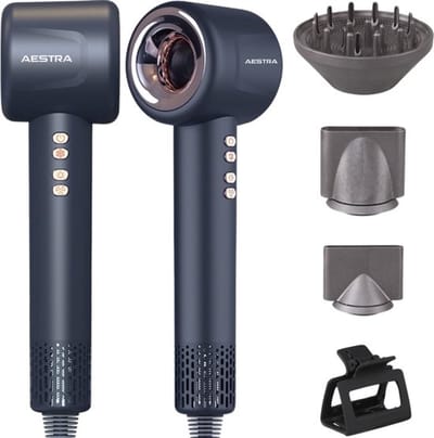 Föhn met Diffuser - Aestra - 110.000RPM - Superkrachtig - Haardroger - 3 Opzetstukken - Ionische Functie - Grijs