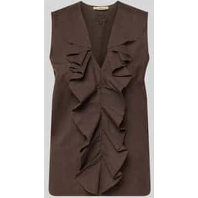 Blousetop met v-hals en volants