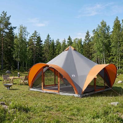 vidaXL - Tipi - Tent - Grijs - en - Oranje - 18-Persoons - Polyester - en - Staal