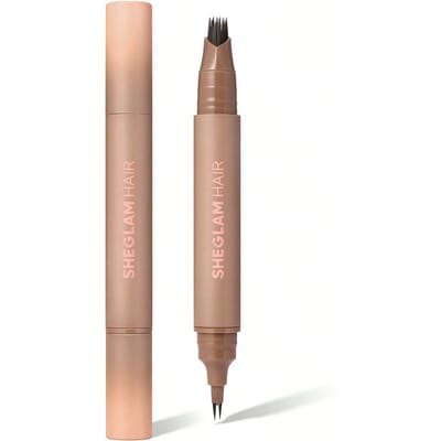 2-in-1 Volume Boost Root Touch Up Pen - Asbruin, Haarlijnstift, Vul de haarlijn in, Gebruik als eyeliner, Vul de wenkbrauwen in, Teken de onderste wimpers, Multifunctioneel, Water-, zweet- en oliebestendig, 24 uur intense kleur, Langdurige dekking, Snelle dekking van de haaraanzet Geschenk Roze Make-up Strand Festivals Haarverzorging Vakantie Zomer Haaraccessoires Terug naar school Reis
