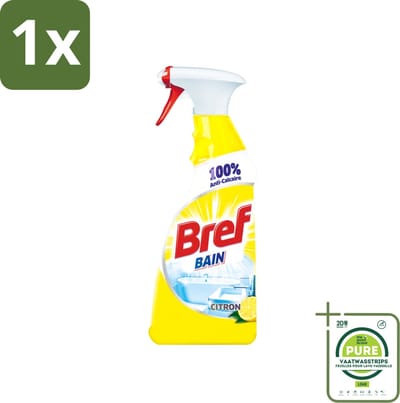 1 x Bref - Badkamerreiniger - Spray - Anti-Kalk - Citroen - 750 ml - Badkamerreiniger - Badkamerspray - Kalkverwijderaar - Schoonmaakspray - Citroenreiniger