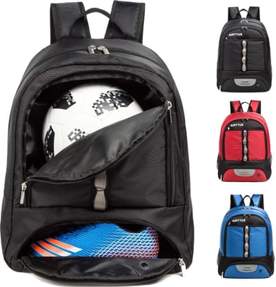 Sporttas Kinderen - Voetbaltas Rugzak - Sport Organisatie - Ventilatie Schoenen Compartiment - 30 x 24 x 43 cm - Zwart