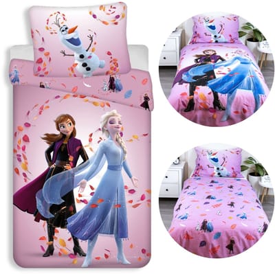 DISNEY Frozen Paars DUBBELZIJDIG katoenen kinderbeddengoed met ritssluiting, 100% KATOEN 140x200cm+70x90cm OEKO-TEX