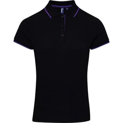Premier Dames/Dames Coolchecker Contrast Piqué Poloshirt (Zwart/Paars)