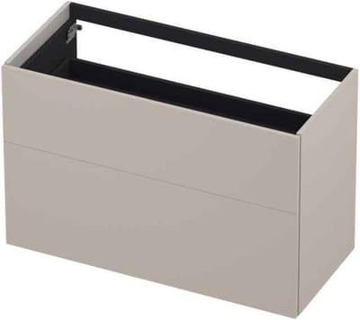 INK wastafelonderkast 2 laden greeploos push to open gelakt 100x45x65cm, mat kasjmier grijs