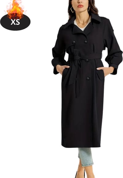 Livano Mantel Dames - Tussenmantel - Jas - Mantelpakje - Trenchcoat - Overjas - Overcoat - Winter - Zwart - XS