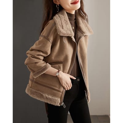 Winter Nieuw Temperament Fleece Jas Dames Casual Losse Locomotief Stijl Veelzijdige Top XL