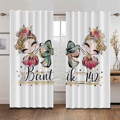 Lieflijk Parijs Dansmeisje Prinses Elf Roze Strik Lichtfilterende Gordijnen Raamgordijnen voor Woonkamer Slaapkamer Decor 2 Stuks 50W130H(CM) 2PCS gray