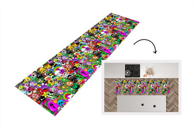 Keukenloper - Loper keuken - Tieners - Monster - Doodle - Patronen - 200x50 cm - Keukenloper vinyl