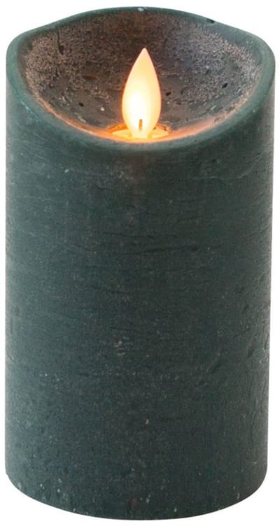 Anna's Collection Led kaars/stompkaars - 3x - antiek groen - H12,5 x D7,5 cm - wax - bewegende vlam