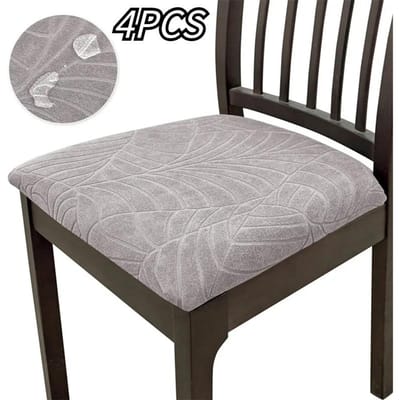 2/4 STUKS Bladeren Jacquard Ding Stoel Zitovertrek Waterafstotend Keukenstoel Slipcovers Vuilafstotend Afneembare Meubelbeschermer 2pcs chair seat cove white