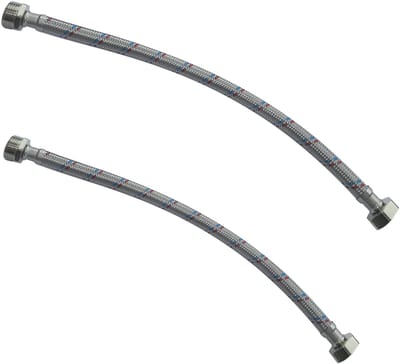 Dailygoods- Aansluitslang Set van 2 - Flexibele Aansluitslang 400 mm - 1/2 inch Mannelijk/Vrouwelijk - Voor Kranen/Mengkraan - Roestvrij Staal Coating - Maximale Temperatuur 90 °C - Toevoslang