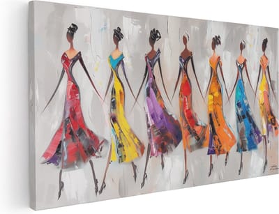 Artaza Canvas Schilderij Vrouwen Abstract - 100x50 cm - Wanddecoratie Schilderij Vrouw - Muurdecoratie Kleurrijk - Schilderijen Op Canvas