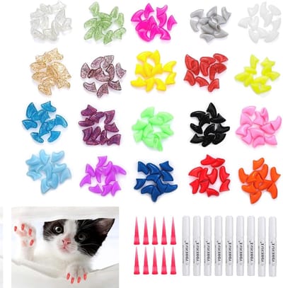 200 Stuks Kattennagel Covers voor Krabbescherming - Zachte Kralen voor Kittens met Hechting en Handleiding, Ideaal voor Huisdieren en Veiligheid