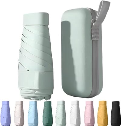 UPF50+ mini reis parasol met beschermhoes, kleine compacte UV-blokkerende paraplu tegen de zon, lichtgewicht draagbare zonnescherm windbestendig