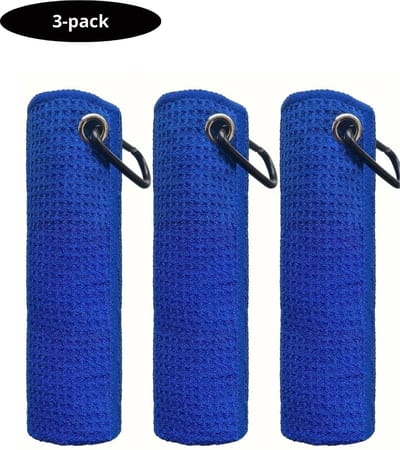 Livano Golf Handdoek - Golfhanddoek - Golf Accessoires - Towel - Comfortabel - Blauw - 3 Stuks