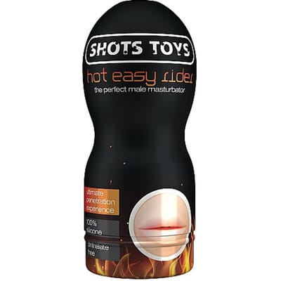 Shots Toys Easy Rider Masturbator met Verwarmend Glijmiddel Mond - beige