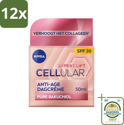 NIVEA - CELLular Expert Lift Dagcrème - Anti-Veroudering Crème - SPF 30 - Voor alle huidtypen - Met Bakuchiol & Hyaluronzuur - 50 ml - Voordeelverpakking - 12 stuks - Dagcrème - Bakuchiol